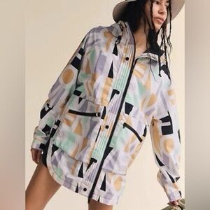 Free People Singing In The Rain Jacket Womens Colorful Print Packable NEW XS